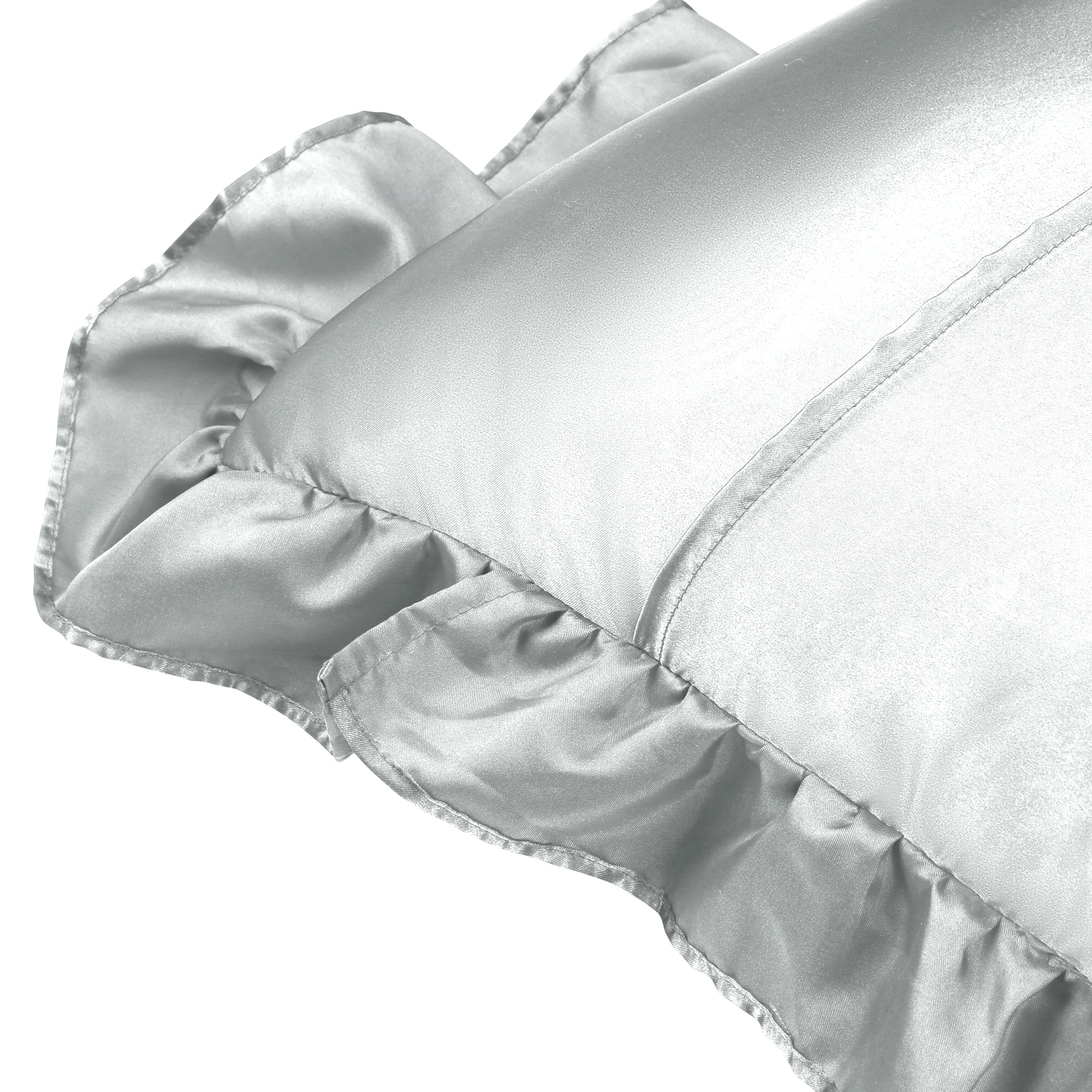Unique Bargains Satin Ruffle Envelope Closure Pillowcases Set of 2 Silver Grey 20"x26"
