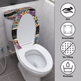thumbnail image 3 of HELLHERO Lid Cover Set for Toilet for Universal Polyester Fabric Adjustable Stays in Place Stretch Fit Soft Dust-Proof Keep Dust Stain, Hummingbird Floral Pattern, 3 of 8