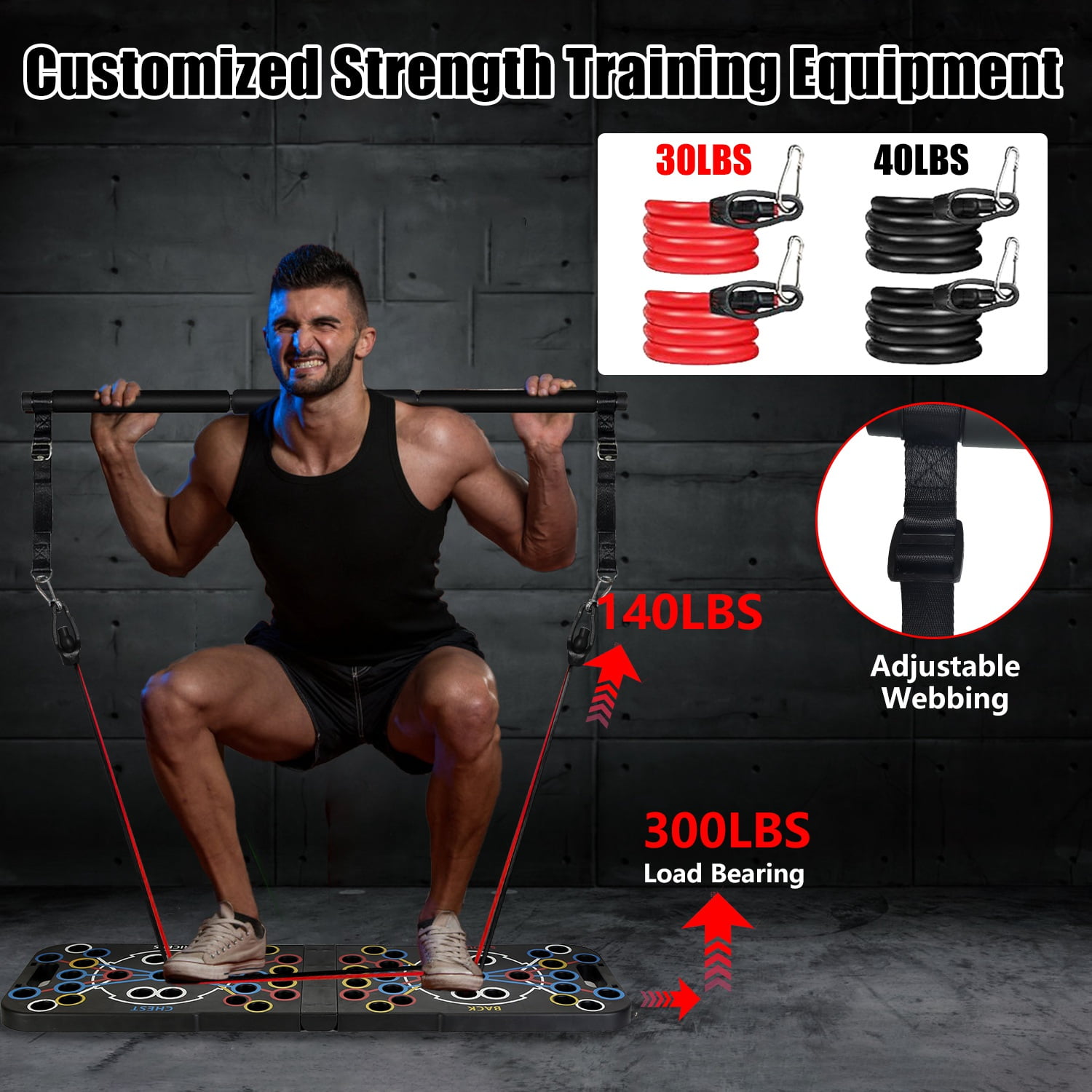 Teqhome Push up Board Portable Exercise Equipment Home Gym Equipment 15 Abs Fitness Accessories with Pilates Bar Resistance Bands Roller Wheel  at Home
