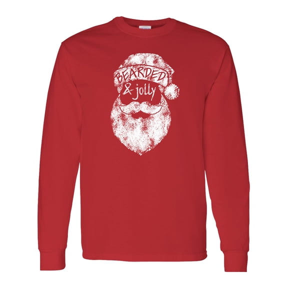 Inktastic Bearded and Jolly Santa Claus Distressed Long Sleeve T-Shirt
