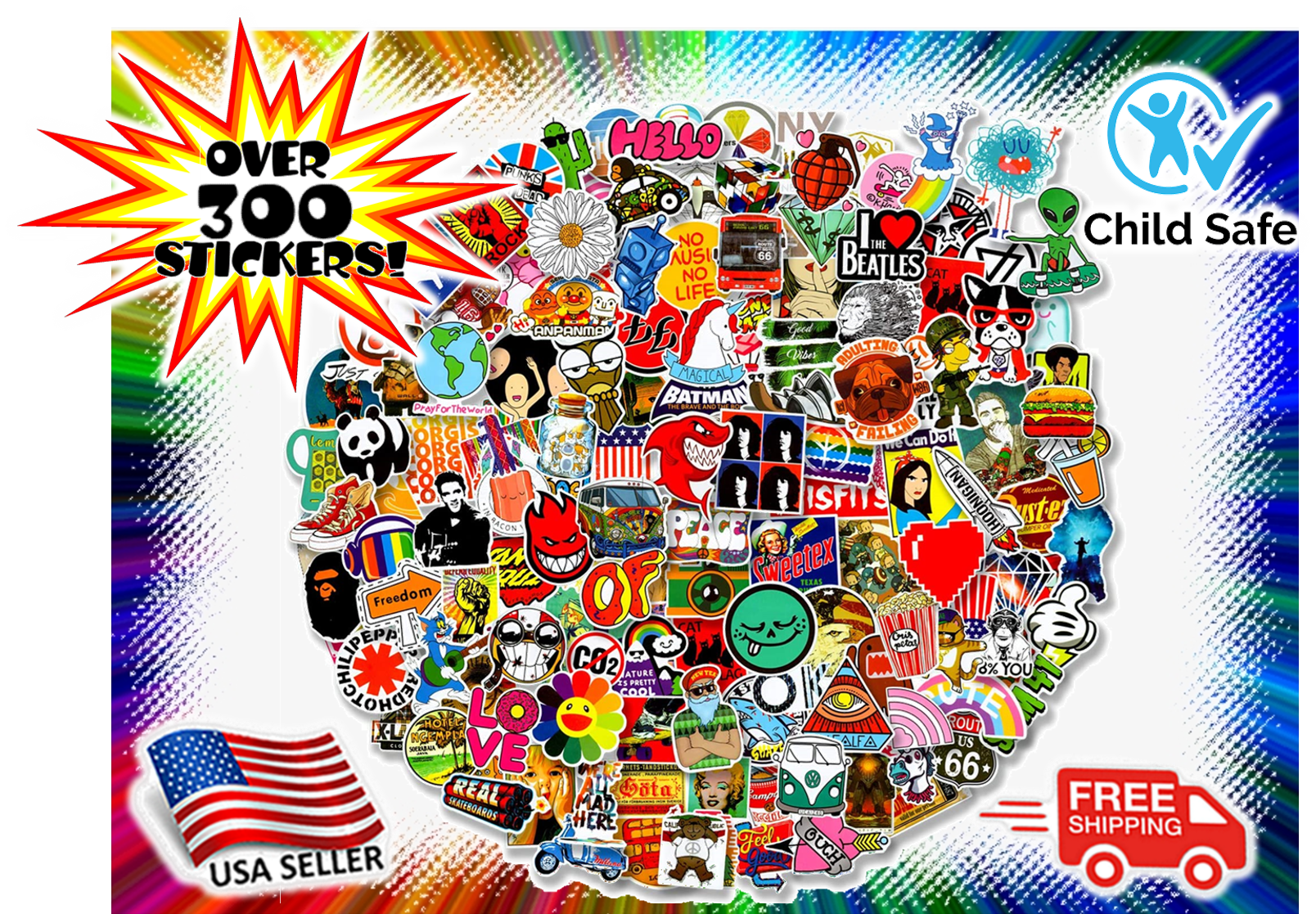Who Sticker Lot cool 50PCS Skateboard Stickers bomb Vinyl Laptop Luggage Dr 