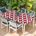 thumbnail image 2 of Red Geometric Table Cloths for 5 Foot Rectangle Tables, Vintage Rhombus Circle Texture Patio Waterproof Elastic Fitted Tablecloths, Washable Rectangular Table Cover for Camping, 2 of 8