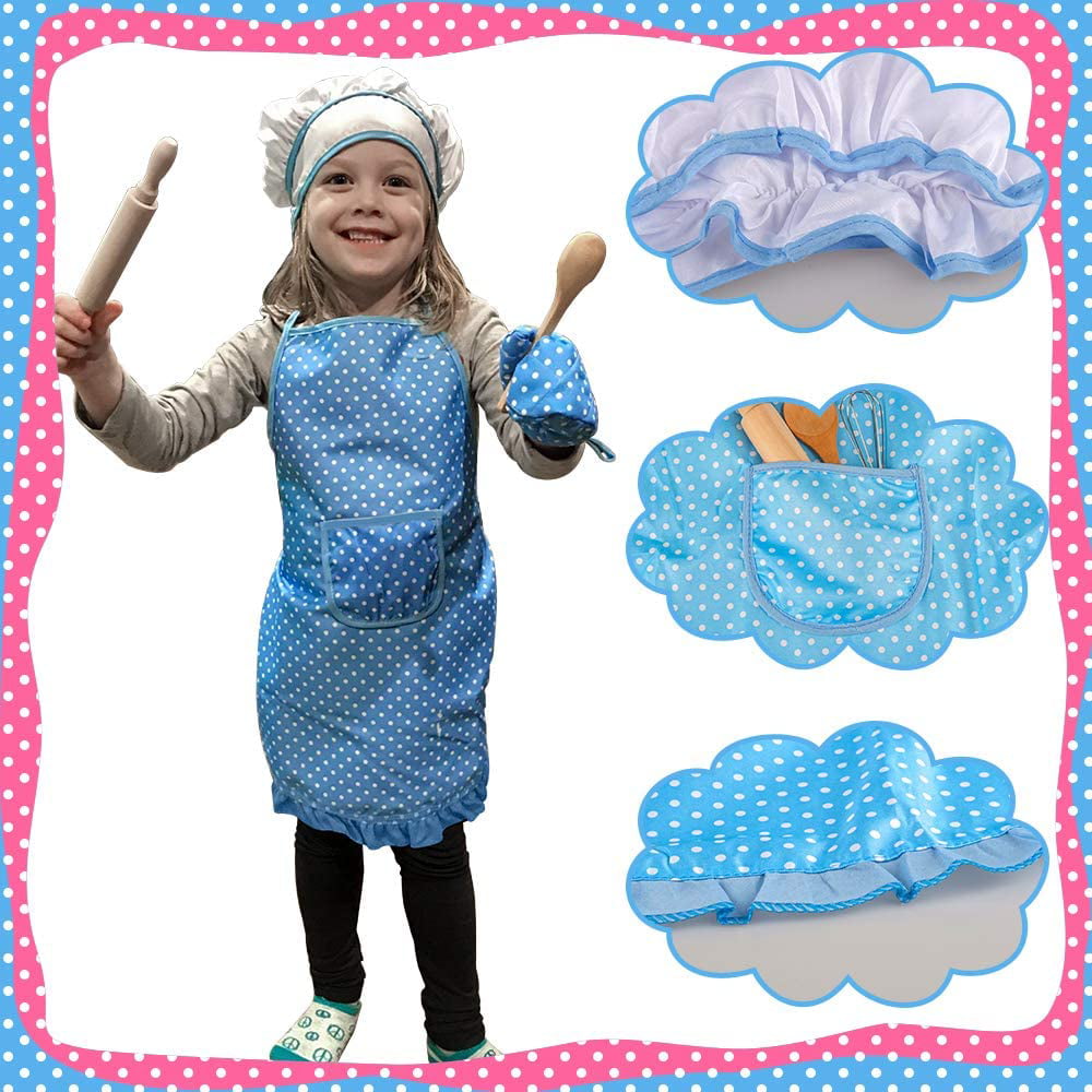Oven Mitts for Boys and Girls Childrens Cooking and Baking Set 11-Piece Including Role-play Toy Apron Chefs Hat