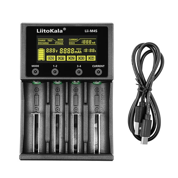 LiitoKala lii-M4S 4 Emplacements 18650 Batterie Chargeur Intelligent Écran LCD Chargeur de Batterie Commande Tactile pour