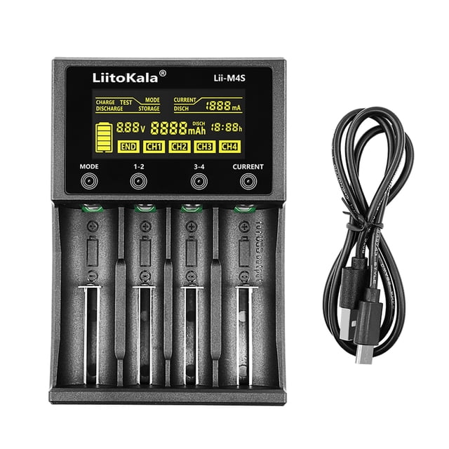 LiitoKala lii-M4S 4 Slots 18650 Battery Smart Charger LCD Display Battery Charger Touch Control for