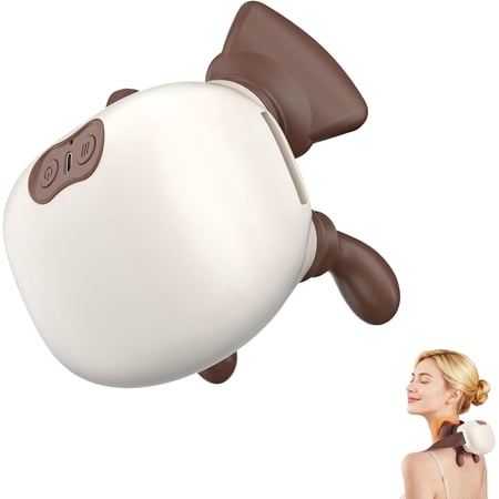 Bionic Heated Massager, Portable Shiatsu Neck and Back Massager, Electric Deep Tissue 4D Kneading Massage, Simulated Human Hand Design for Pain Relief and Muscle Relax (Beige)