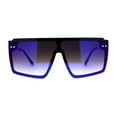 thumbnail image 1 of Retro Flat Top Shield Oversize Half Rim Rimless Sunglasses Black Gold Blue Mirror, 1 of 4