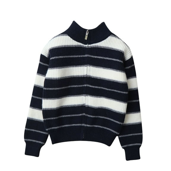 Generic Boys Quarter Zip Pullover Sweaters Cotton Cable Knit Sweater Casual Long Sleeve Turtleneck Tops for 5-14 Years