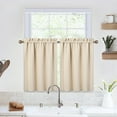 thumbnail image 1 of Haperlare 26"W x 24"L Blackout Kitchen Curtain Solider Cafe Curtain for Bathroom Dining Room, Beige, 2 Panels, 1 of 7