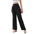 thumbnail image 3 of Women'S Wide Leg Dress Pants High Waisted Trousers Business Casual Slacks Button Palazzo Pant Black L, 3 of 9