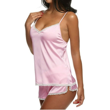 

Bessbest New Intimates Womens Satin Sling Sleepwear Lingerie Lace Bowknot Nightwear Underwear Set