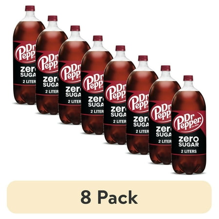 (8 pack) Dr Pepper Zero Sugar Soda Pop, 2 L, Bottle