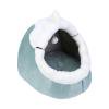 Cama Para Gatos Cama cerrada para gatos Casa antideslizante Cesta para perros pequeños y cálidos en invierno (Verde S)
