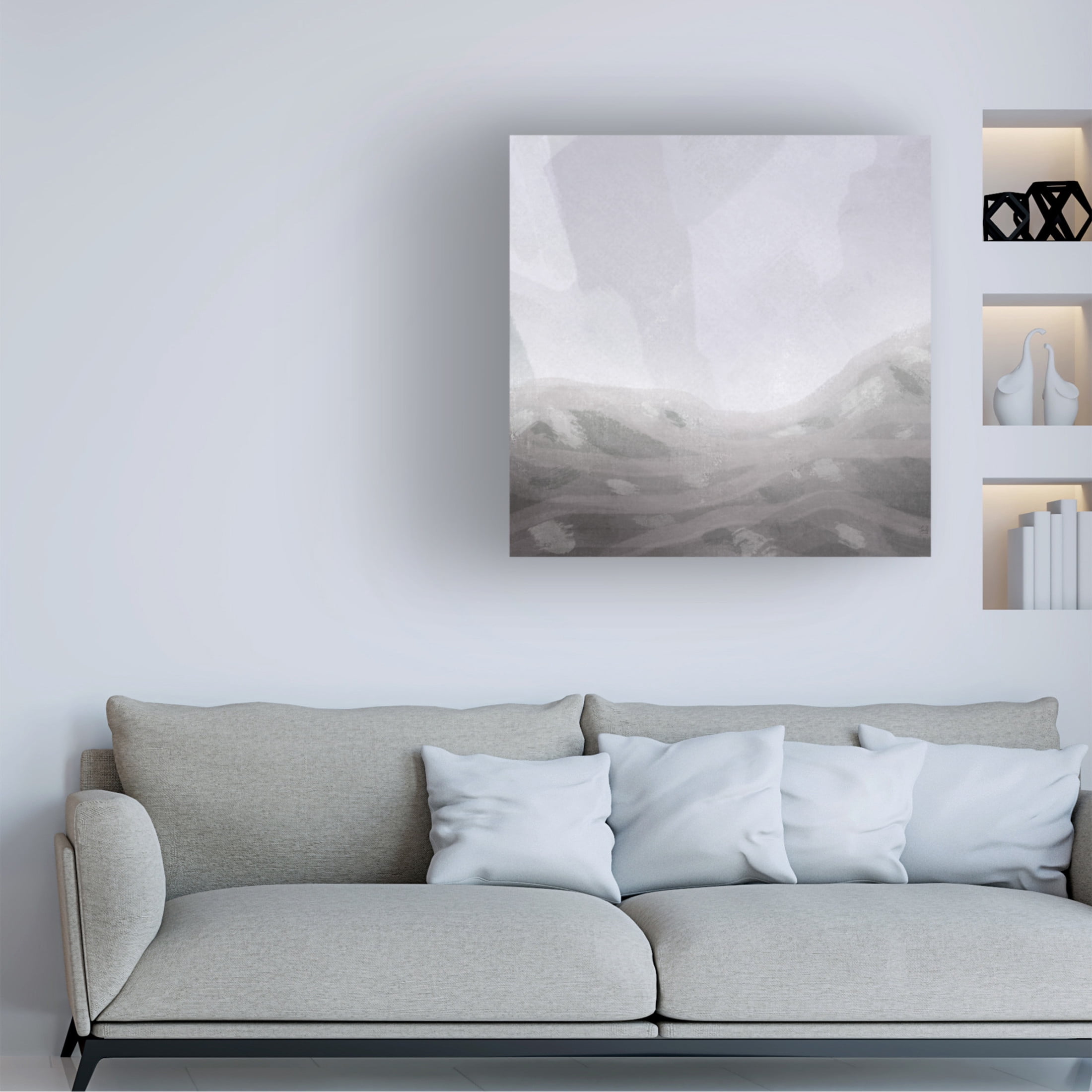 Canvas Wall Art - Line and Brush 'Line Hills' Wall Art for Living Room, Bedroom, or Office Décor by Trademark Fine Art - 14 x 14 Inches