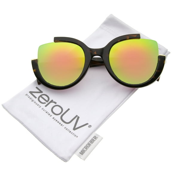 zeroUV - Women's Semi-Rimless Teardrop Colored Mirror Lens Oversize Sunglasses 53mm - 53mm