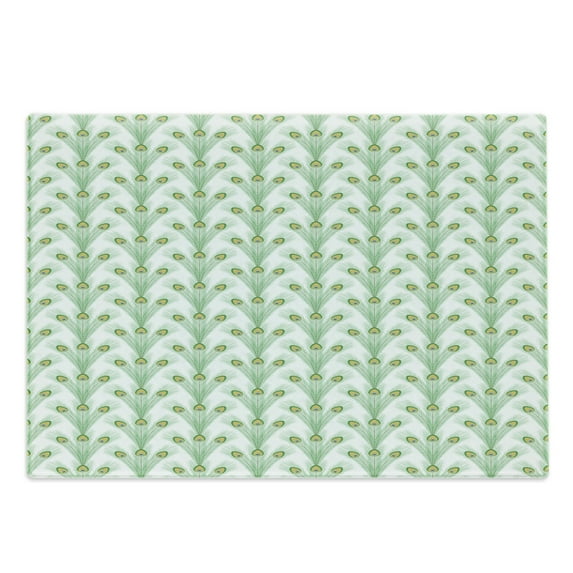 Feather Cutting Board, Bohemian Pattern with Long Peacock Bird Plumes, Decorative Tempered Glass Cutting and Serving Board, in 3 Sizes, by Ambesonne
