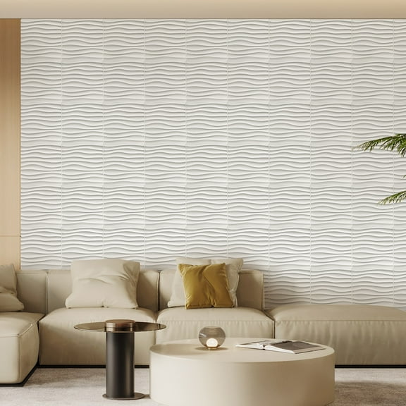 FLOLEOPA Textures 3D Wall Panels White Design for Interior Wall Decor Pack of 30 Tiles 29 Sq Ft (PVC)