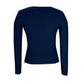 thumbnail image 4 of WHEANG Long Sleeve Shirts For Women U Neck Slim Fit Long Sleeve Solid Color T Shirt Polyester Spandex Fashionable Casual Daily Wear 1Pc Blue S-Xxl, 4 of 6