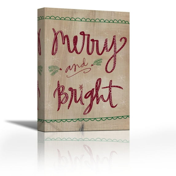 Merry and Bright - Contemporary Fine Art Giclee on Canvas Gallery Wrap - wall décor - Art painting - 9 x 14 Inch - Ready to Hang