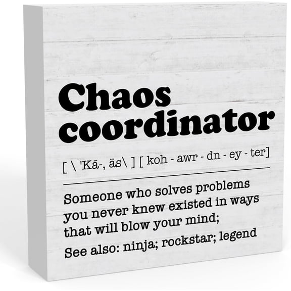 Zomyto 5"x5" Funny Chaos Coordinator Definition Sign, Home Office Desk Decor for Men Women, Shelf Table Decor Appreciation Thank You Gifts for Coworkers Boss