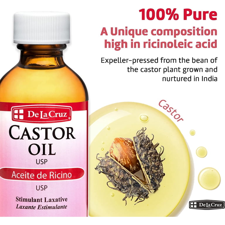 De La Cruz 100% Pure Multi Benefit Castor Oil, Expeller Pressed USP Grade Castor Oil for Hair, Skin, Eyelashes & Eyebrows, 2 Fl Oz, 2 Pack De La Cruz 100% Pure Multi Benefit Castor Oil, Expeller Pressed USP Grade Castor Oil for Hair, Skin, Eyelashes & Eyebrows, 2 Fl Oz, 2 Pack