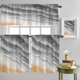 thumbnail image 4 of Gradient Gray Waves Ocean Curtain Tier and Valance Set 3 Piece, Abstract Summer Beach 3-inch Rod Pocket Window Tier Curtains Valance for Kitchen Living Room, 4 of 9