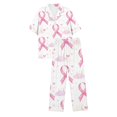 thumbnail image 5 of Womens Pink Ribbon Awareness Long Pants Pajama Set Notch Collar Button Down Short Sleeve Top with Pockets Soft Comfy Breathable Relaxed Fit Novelty Pattern Casual Home Loungewear Pink 3XL, 5 of 5