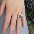 thumbnail image 2 of Colorful Rainbow Negative Space Bicycle Bike Wall Silver Plated Adjustable Novelty Ring, 2 of 4