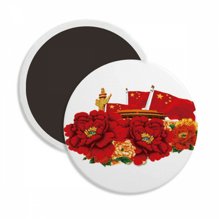 

Tiananmen Starred Red Flag China Round Ceracs Fridge Magnet Keepsake Decoration