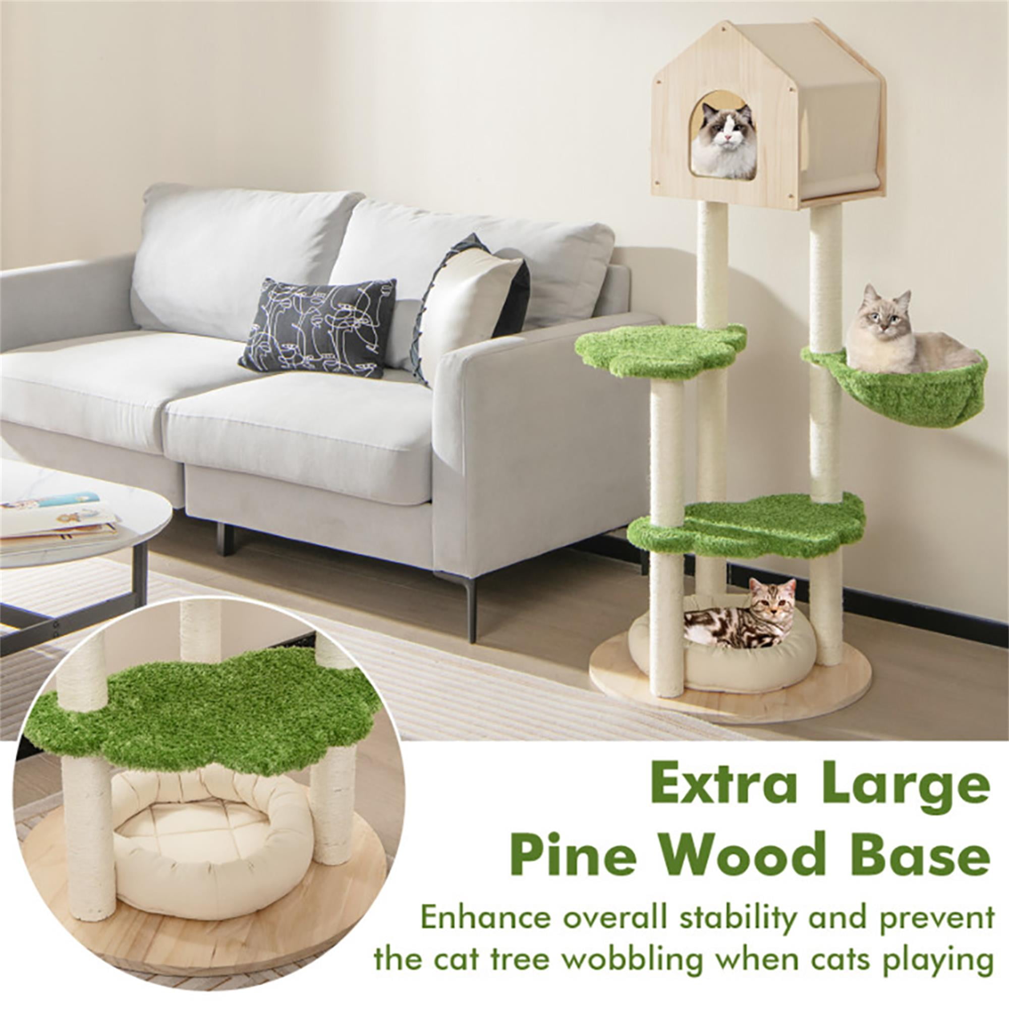 Kadyn 55" Modern Cat Tree Tower for Indoor Cats, Multi-Level Cat Condo with Scratching Posts and Soft Cat Bed, Cat Tree House Furniture, Beige