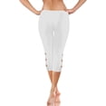 thumbnail image 5 of Capri Leggings for Women Spring Summer Elastic High Waist Slim Fit Hollow out Workout Yoga Pants Capris Leggings, 5 of 5