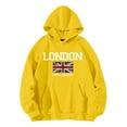 thumbnail image 2 of Yellow Womens Fall Tops Women's Long Sleeved LONDON UNITED Letter Printed Hoodie Hoodie Hoodie Sweaters for Women, 2 of 5