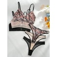 thumbnail image 4 of 3pack Floral Lace Bra & Panty Lingerie Set Comfort Mesh, 4 of 6
