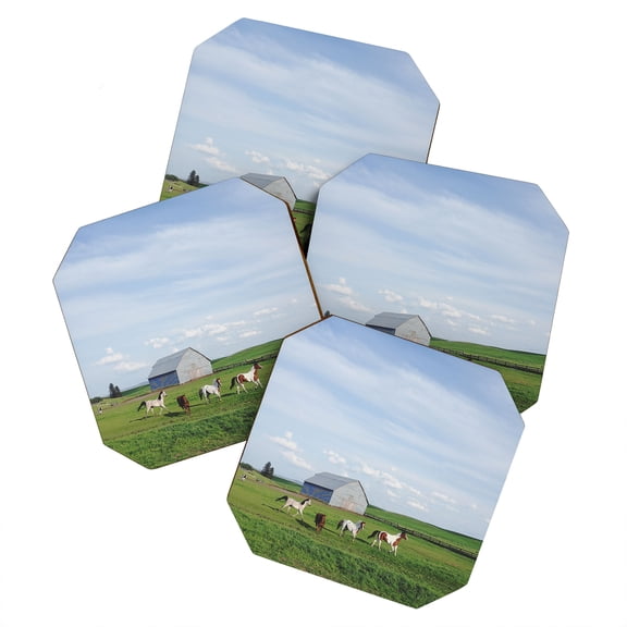 Society6 Kevin Russ Farm Horses Set of 4 Coasters