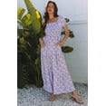 thumbnail image 4 of Elegant Purple Floral Maxi Dress with Short Bubble Sleeves and Shirred High Waist - [ZhiHiMeRi] | (US 12-14)L, 4 of 12