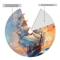 thumbnail image 2 of Yiaed Sailing Ship Ocean Sunset Print Christmas Tree Skirt , Tree SkirtsTree Mat for Christmas Winter Holiday Indoor Decorations-48", 2 of 7