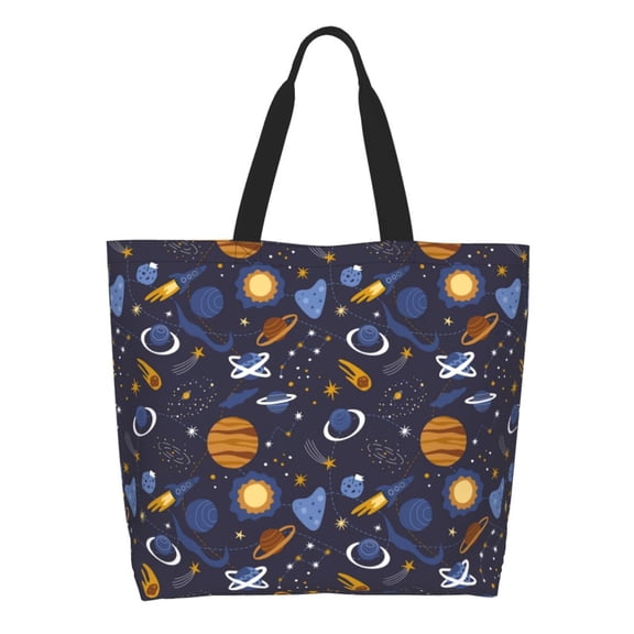 Honeii Galaxy Print Tote Bag for Women, Foldable Tote Bag Large Shoulder Bag Top Handle Handbag for Travel, Work
