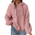 thumbnail image 2 of Sevevn Womens New Long Sleeve Hooded Jacket Solid Color Casual Loose SweaterPlush Sweatshirt Pink XL Christmas Gift, 2 of 6