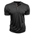 thumbnail image 7 of MLQIDK Men's Casual Solid Color Henley Round Neck T Shirt Short Sleeve Comfort Fit Athletic Everyday Wear Soft Cotton Blend Top for Men Black XL, 7 of 7