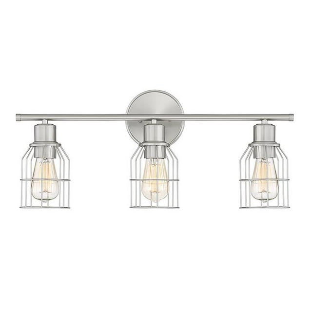 Meridian M80004BN 3 Light industrial Bath Bar - Brushed Nickel