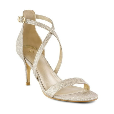 

Mysoft Women s Fashion Gold Crossed Open-Toe Stiletto Sandals Size 6