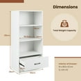 thumbnail image 3 of Resenkos Bookshelf,Shelf, Open Bookcase Book Shelf,Storage Shelf Unit Plant Stand,48 Inch Tall 4 Tiers Wood Bookcase with Drawer-White, 3 of 7