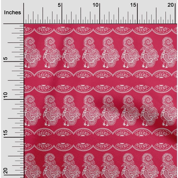 oneOone Cotton Poplin Fabric Floral & Bird Block Printed Craft Fabric BTY 56 Inch Wide