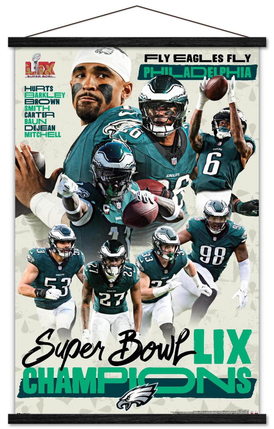 NFL Philadelphia Eagles - Super Bowl LIX Champions Wall Poster, 22.375" x 34" Framed
