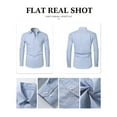 thumbnail image 5 of JMIERR Men Casual Long Sleeve Button Down Cotton Shirts Linen Chambray Shirt Plain shirts, 5 of 5