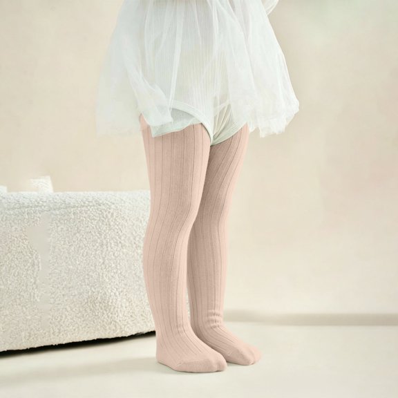 ATORRE Baby Girls Tights Leggings Fashion Solid Color Knitted Striped Twisted Soft Soft Slim Fit Pantyhose Dance Base Pants Newborn Infant Oufits Beige 5-6 Years