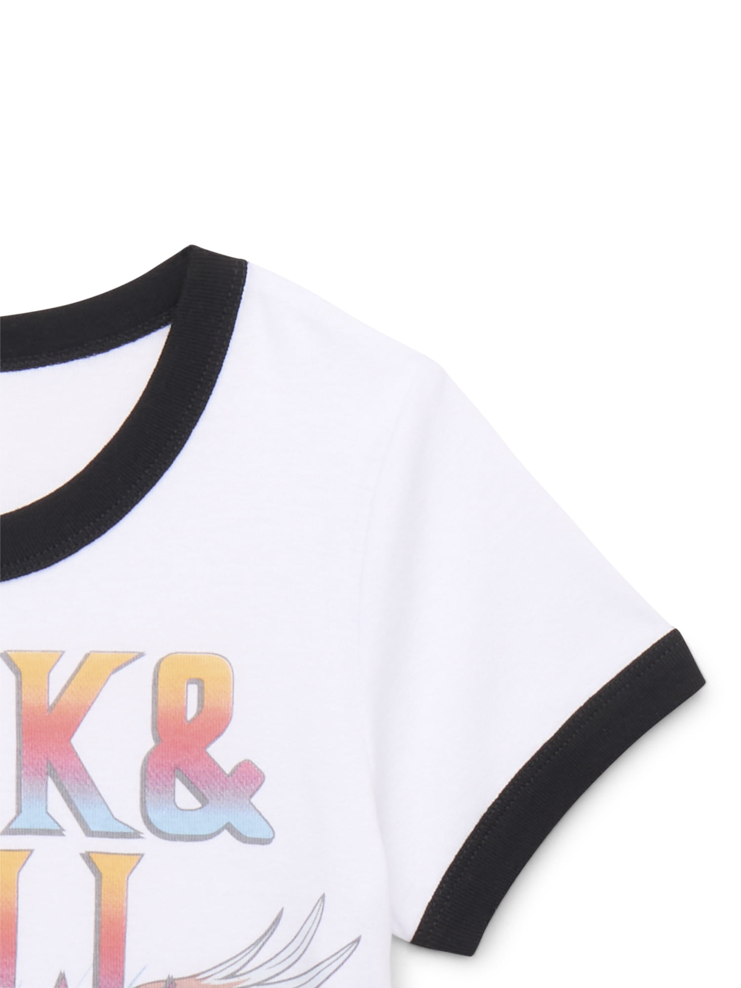 Rock & Roll Hall of Fame Girls Short Sleeve Ringer Graphic Tee, Sizes 4-16