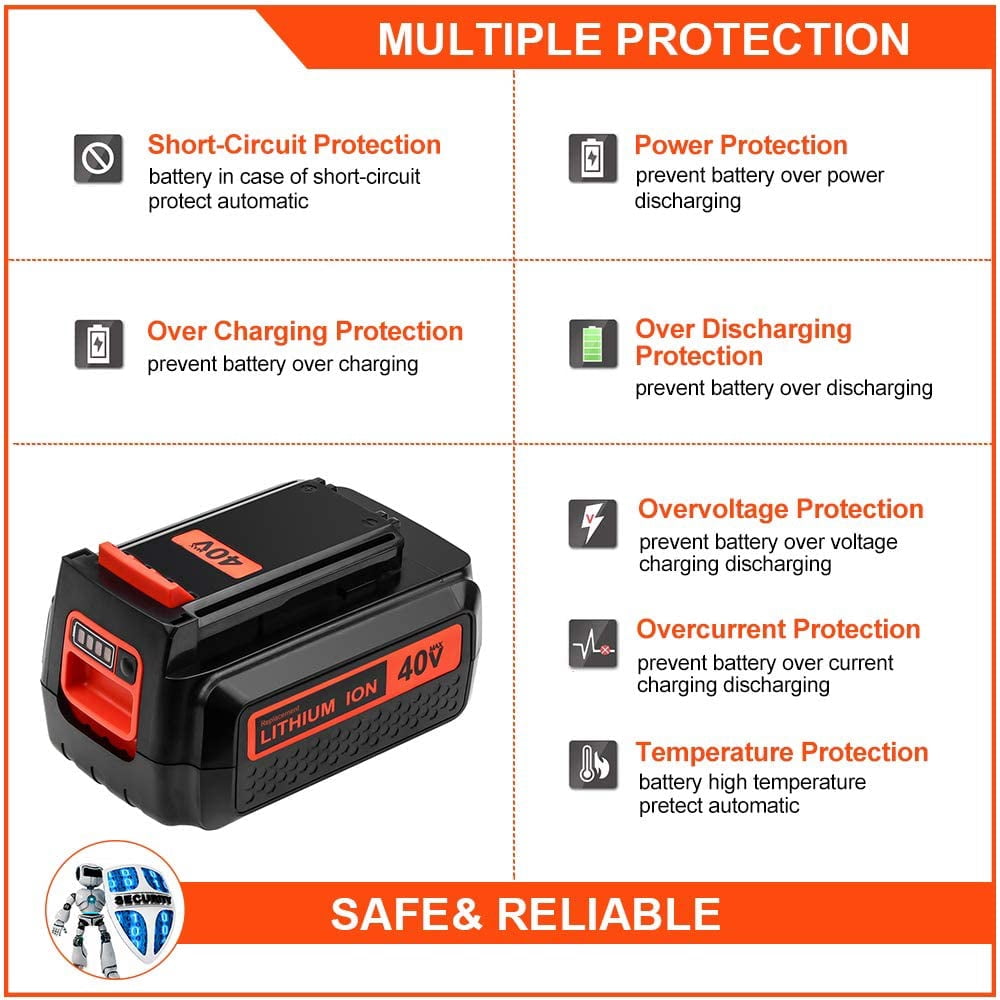 2Pack 40 Volt MAX 3.6Ah Lithium ion Replacement Battery Compatible with Black and Decker 40V Battery LBX2040 LBXR36 LBXR2036 LST540 LCS1240 LBX1540 LST136W 40V Cordless Power Tools