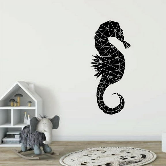 Seahorse Futuristic Cute Modern Design Silhouette Drawing Cartoon Vinyl Wall Decal Wall Sticker Wall Art Home Decoration Fun Home Decoration For Girls Boys Kids Room House Décor Size (35x40 inch)