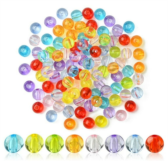 Transparent Acrylic Beads Round Mixed Color 8x7mm Hole: 2mm about 100pcs/27g DIY